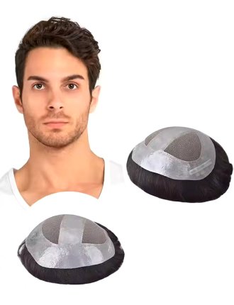 Human Hair Hair Piece Men's Toupee Wig For Men