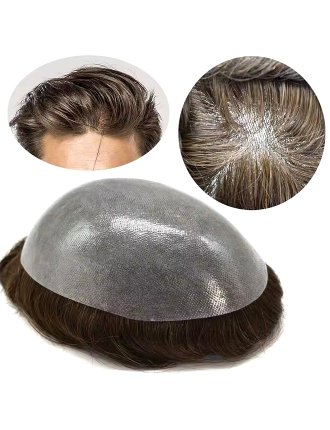 Durable Poly Skin Human Hair Topper Men