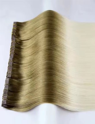 PU Clip In Human Hair Extensions