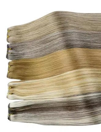 Double Drawn Machine Weft Hair Extensions Human Hair
