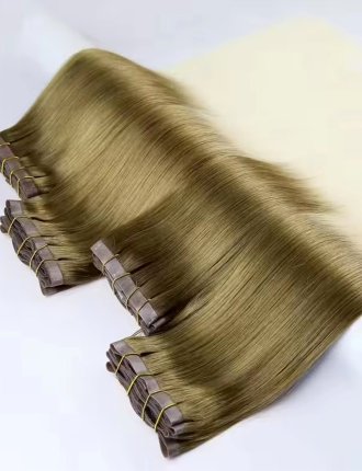 PU Clip In Human Hair Extensions