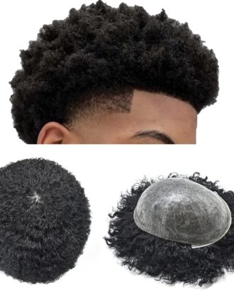 Afro Hair System 8mm Curls Men Toupee Hair Wig