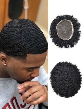 Afro Hair System For Men Human Hair Toupee  