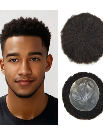 Afro Toupee Hair 4mm Curls Men Hairpiece