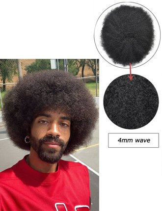 Afro 4mm Curls Human Hair System For Men Hairpiece
