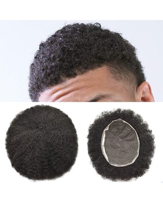 Afro Hair System 6mm Curls Toupee for Men