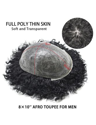 Thin Skin 6mm Curls Afro Hair System For Men