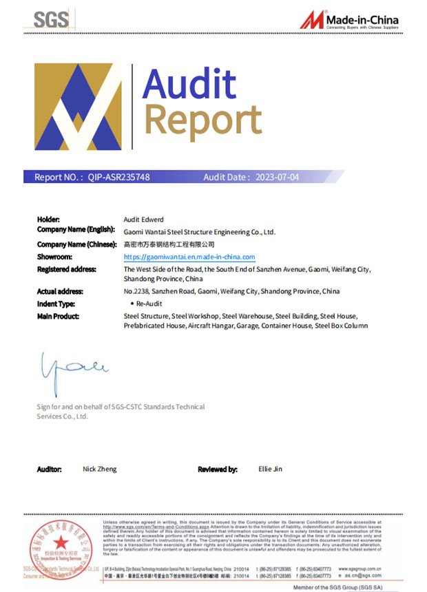 SGS certification (2023)