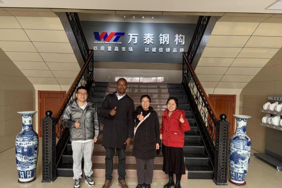 A client from Botswana visited our factory to discuss a warehouse and office project, leaving highly impressed by our welding expertise and quality management, setting a strong foundation for our partnership.