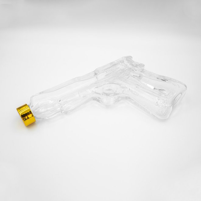 Botellas de cristal de 500ml con forma de pistola, licores, licores, ron, ginebra, whisky, vodka