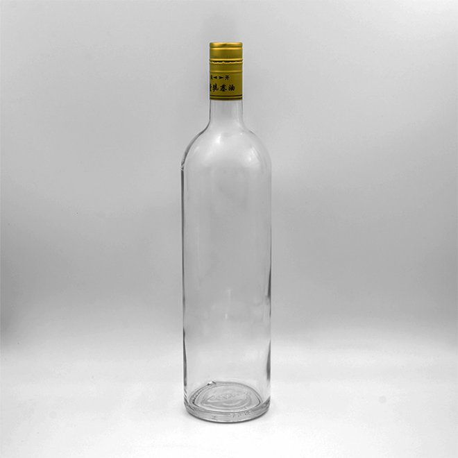 Botella de alcohol de vino de vidrio transparente de 750 ml