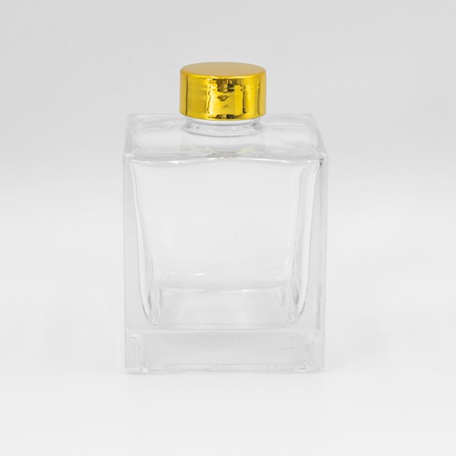 Botella de cristal de perfume transparente grande cuadrada personalizada