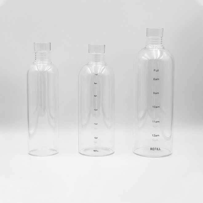 Botella de agua de vidrio para bebidas vacía de 330 ml y 500 ml