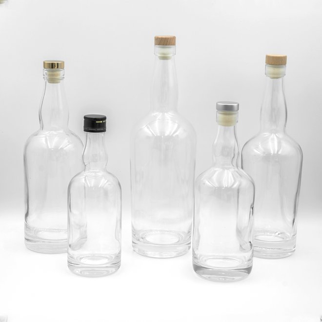 Botella de vodka de vino de vidrio Flint de 375 ml, 500 ml y 750 ml