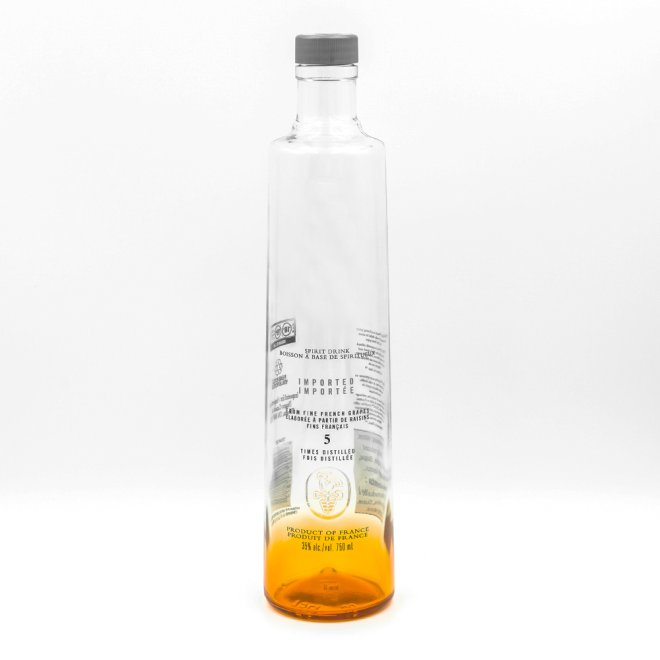 Botella de vidrio de material extra pedernal con serigrafía de lujo de 750 ml