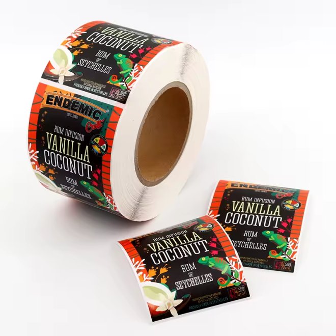 Embalaje de papel personalizado Etiqueta adhesiva de lujo para vino de marca blanca