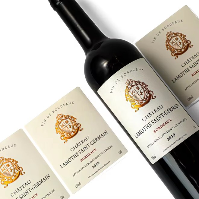 Etiqueta para botella de vino de papel con textura premium