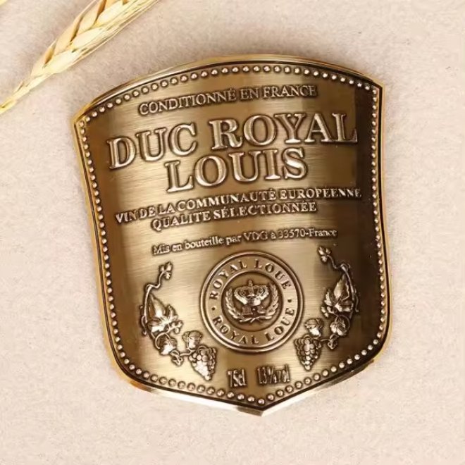 Color Cobre Aluminio Botella de Vino Etiqueta de Metal Sticker