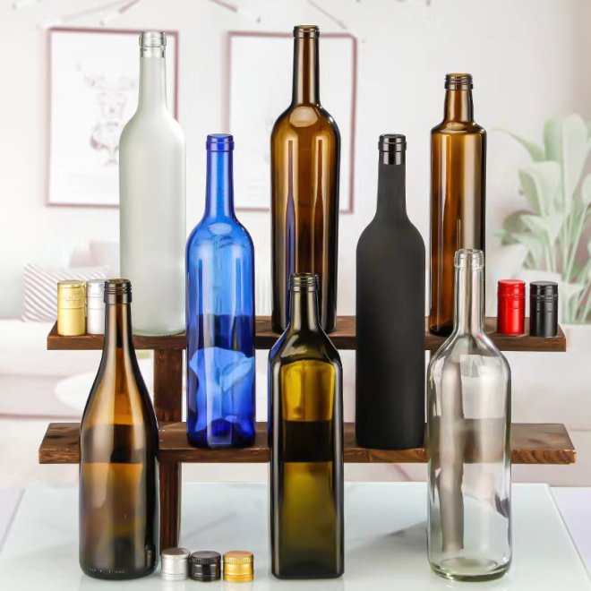 750ml Transparente Alto Vino Tinto Botellas De Vidrio Para Licor