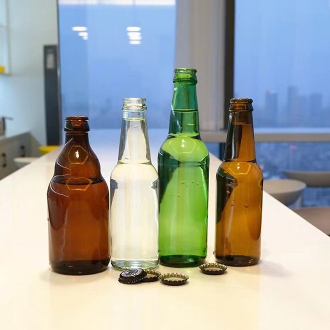 Botella de cerveza vacía azul de 750 ml, apta para uso alimentario