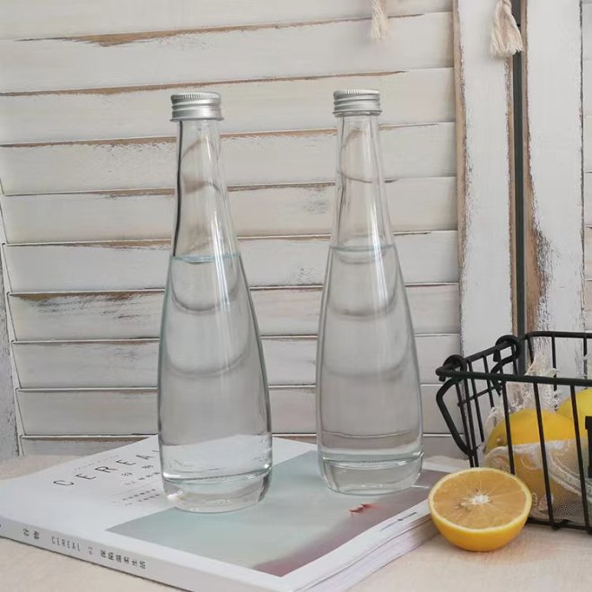 Botella de Agua de Vidrio Galvanoplastia con Impresión Transparente Flint