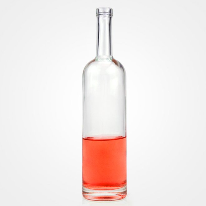 Corcho redondo transparente Botella de vidrio para bebidas alcohólicas