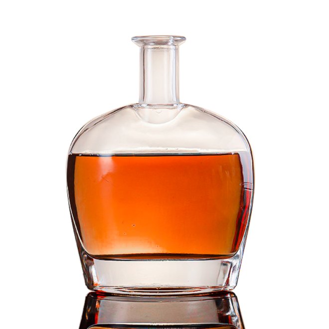 Botella de vidrio de lujo barata personalizada con logotipo en relieve