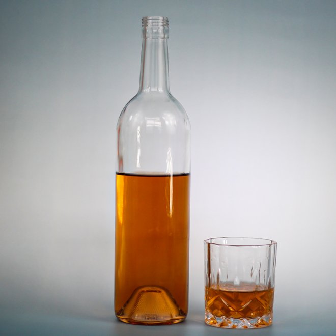 Botellas vacías de vidrio transparente de alta calidad 375ml 500ml 750ml