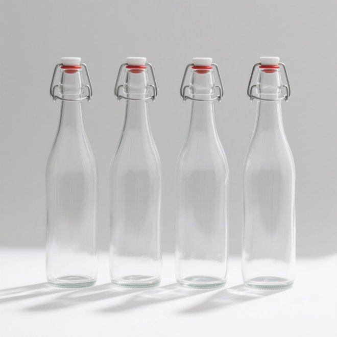 Venta al por mayor de botellas de vidrio para agua y zumos de 750 ml y 1000 ml con logotipo personalizado y tapón