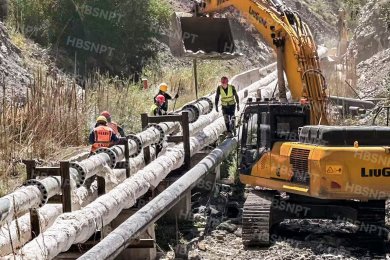 2500-meter cast rubber pipeline for a gold mine project in Central Asia