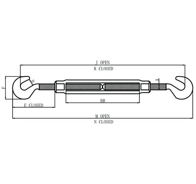 US TYPE TURNBUCKLE WITH HOOK & HOOK
