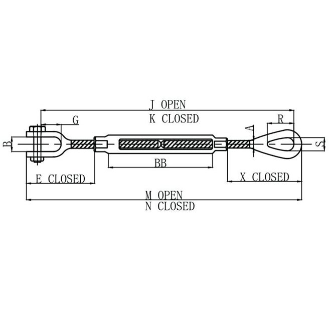 US TYPE TURNBUCKLE WITH EYE & JAW