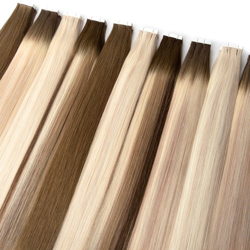 Regular tape-in hair extension balayage color