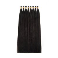 Double drawn human hair I tip hair extension #1B