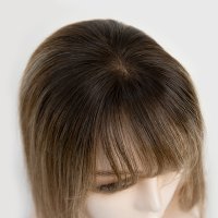 Clip in Human Hair Topper Hairpiece with Bangs For Women Loss Hair