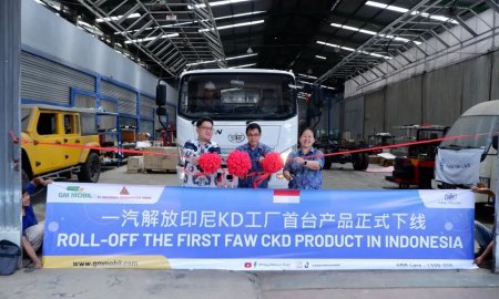 A new beginning! The first product rolled off the production line at FAW Indonesian KD plant